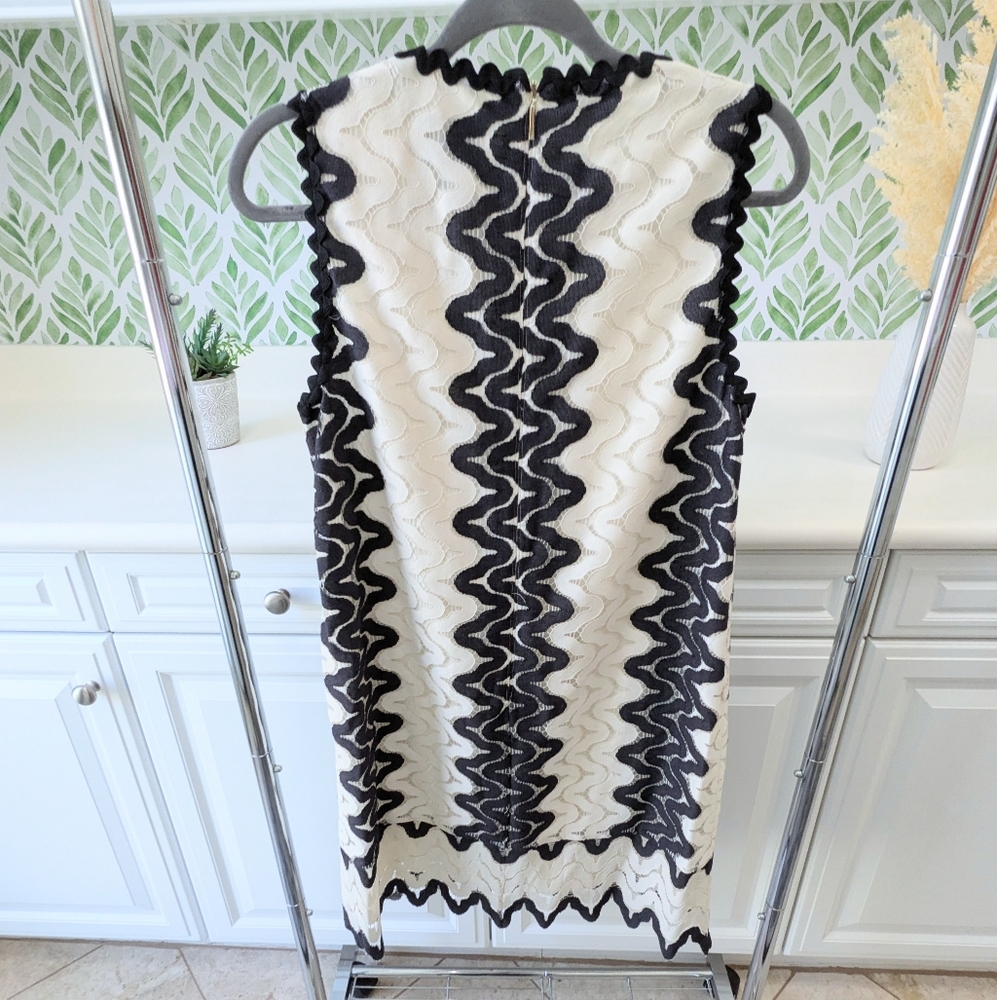 KATE SPADE RETRO Black and White WOVEN Mini Dress SIZE 8 - Picture 5 of 8